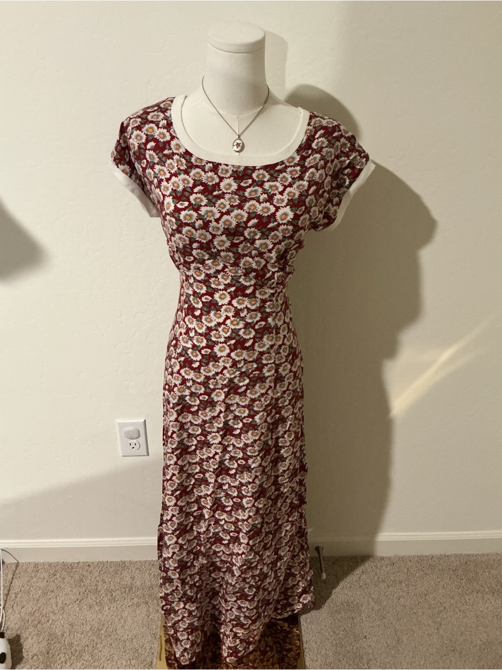 Vintage Pellini Dresses Red floral maxi dress with tie waist